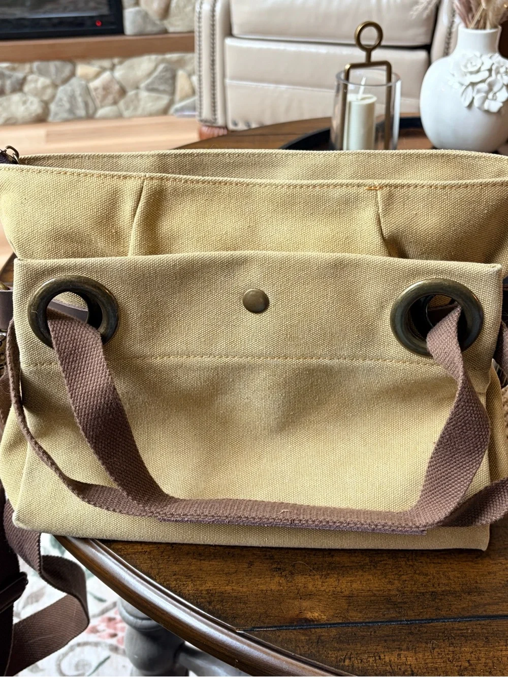 Mini Canvas Tote in Olive Green - Picture 4 of 7